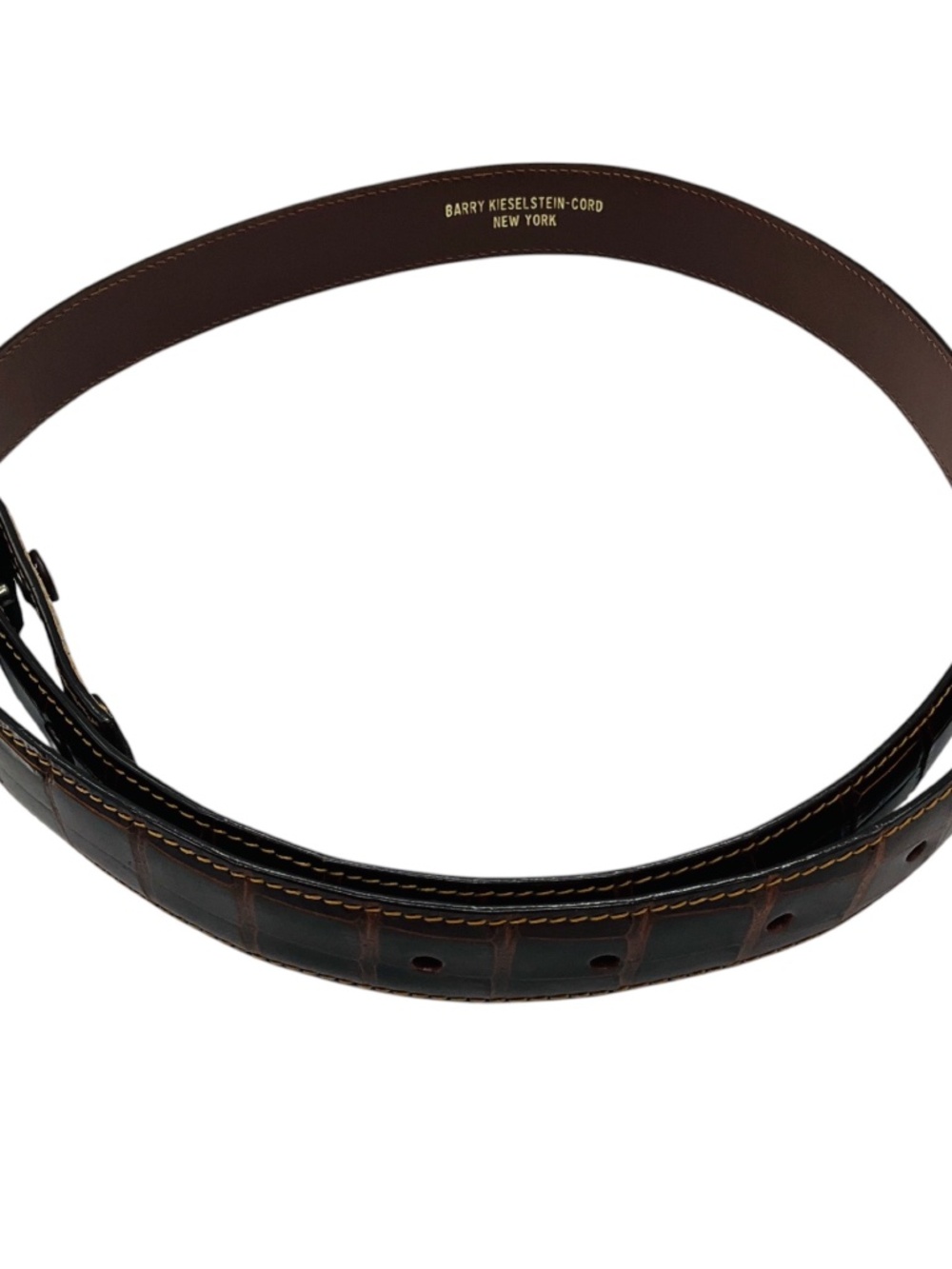 BARRY KIESELSTEIN-CORD BROWN GENUINE AMERICAN ALLIGATOR SKIN LEATHER BELT STRAP